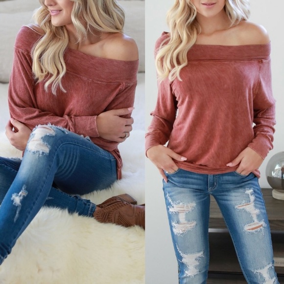 🆕8x HP!💋LAST❗️Marsala Vintage-Wash Top - Picture 2 of 3